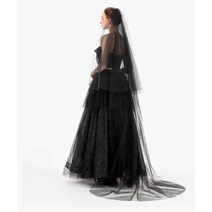 PAMOR Black Lace Veil Creative Cathedral Tulle Sheer Wedding Halloween Veil